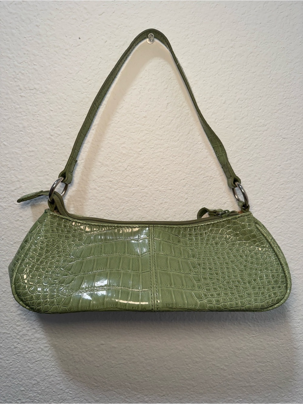 Nine West Green Croc-Effect Shoulder Bag - Picture 3 of 4
